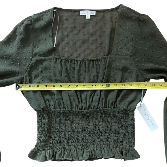Nine Britton Dark Green Longsleeve Crop Top Blouse - Picture 5 of 7